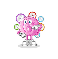 shell with wristwatch cartoon. cartoon mascot vector