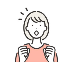 両手を握りしめて驚く若い女性