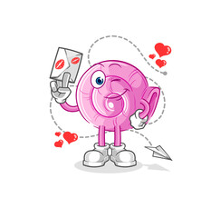 shell hold love letter illustration. character vector