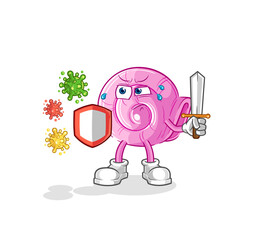 shell against viruses cartoon. cartoon mascot vector