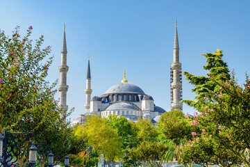Fototapeta na wymiar The Sultan Ahmed Mosque (the Blue Mosque) in Istanbul, Turkey