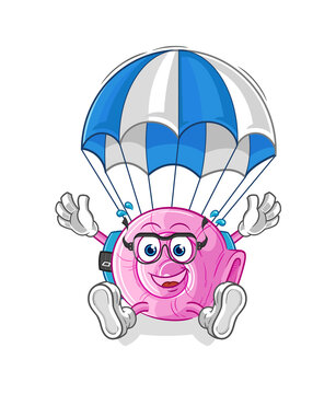recommend clip art: shell skydiving character. cartoon mascot vector