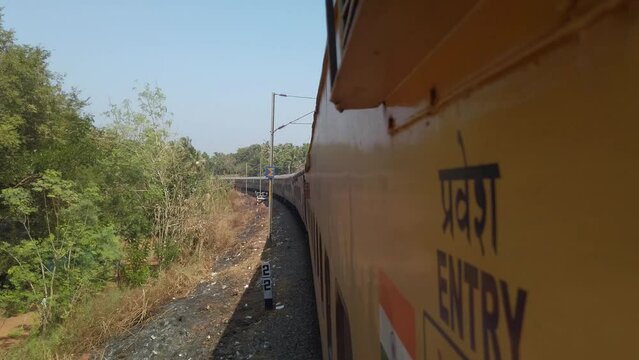 Travelling by train in India.  Looking forward