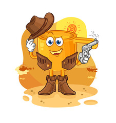 water dipper cowboy with gun character vector