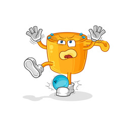 water dipper hiten by bowling cartoon. cartoon mascot vector