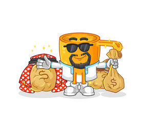 water dipper rich arabian mascot. cartoon vector