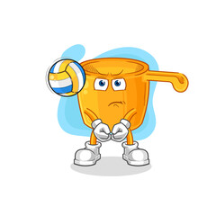 water dipper play volleyball mascot. cartoon vector