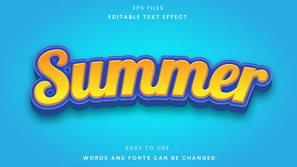 Summer text, cartoon style editable text effect
