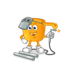 water dipper welder mascot. cartoon vector