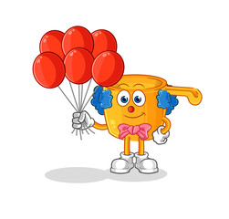 water dipper clown with balloons vector. cartoon character