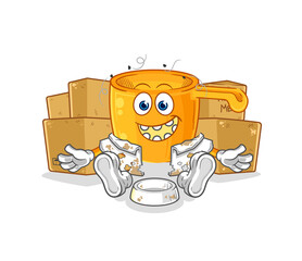 water dipper homeless character. cartoon mascot vector