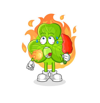clover eat hot chilie mascot. cartoon vector