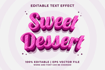 3d Sweet Dessert Cartoon Editable Text Effect Premium Vector