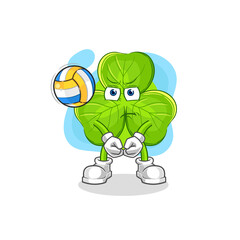 clover play volleyball mascot. cartoon vector