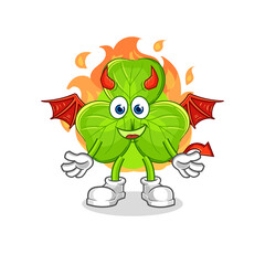 clover demon with wings character. cartoon mascot vector