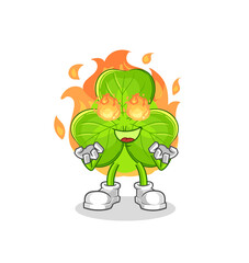 clover on fire mascot. cartoon vector