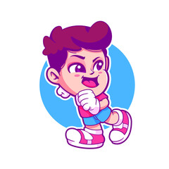 cute boy character mascot logo template