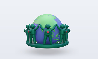 3d World population day people Bangladesh flag rendering front view