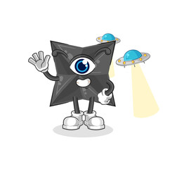shuriken alien cartoon mascot vector