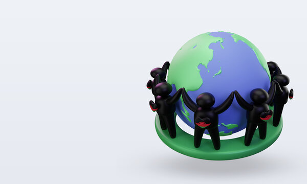 3d World Population Day People Malawi Flag Rendering Right View