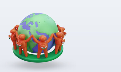 3d World population day people Niger flag rendering left view