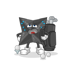 shuriken with golf equipment. cartoon mascot vector