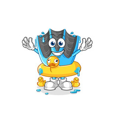 swimming fin with duck buoy cartoon. cartoon mascot vector