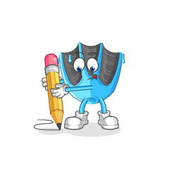 swimming fin write with pencil. cartoon mascot vector