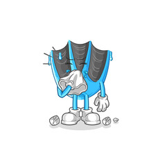 swimming fin blowing nose character. cartoon mascot vector