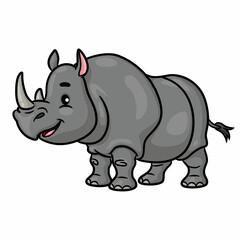 Illustration of cute cartoon of rhino.