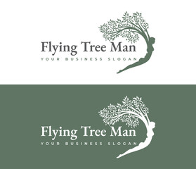 Flying tree human logo vector design