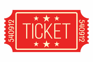 Ticket icon vector illustration in the flat style. Retro ticket stub isolated on a background. - obrazy, fototapety, plakaty