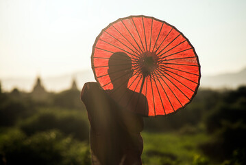 Behind the novice monk in Bagan, Myanmar