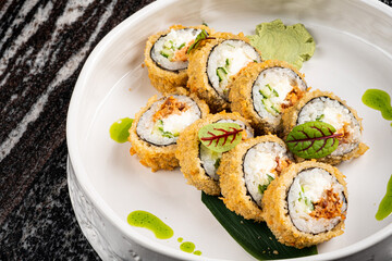 luxury sushi on the white plate