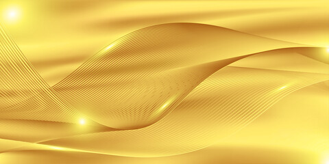 Abstract gold lines background with glow effect. wavy