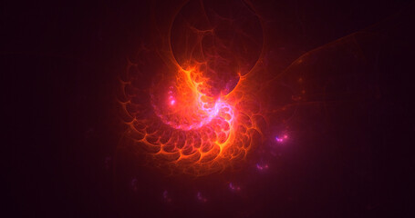 3D rendering abstract red fractal light background