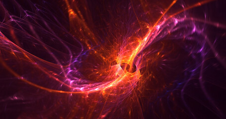 3D rendering abstract red fractal light background