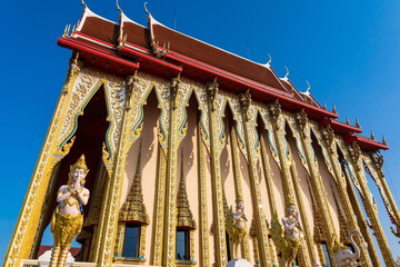 Bangkok, Thailand - April, 22, 2022 : Thai Buddhist church of Sai Yai Temple at Bangkok, Thailand.
