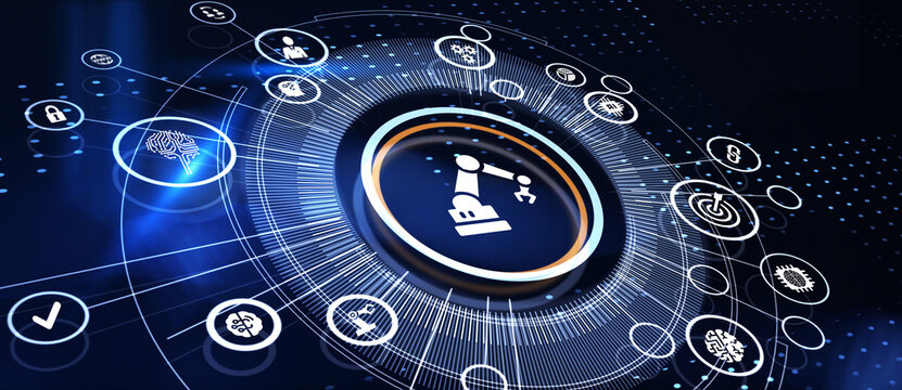 Industrial automation technology concept. Collaborative robot, cobot 3d illustration