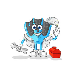 swimming fin mechanic cartoon. cartoon mascot vector