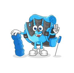 swimming fin go camping mascot. cartoon vector