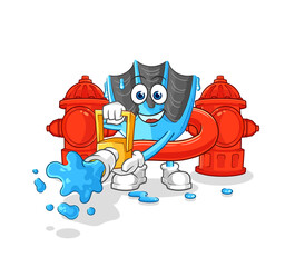 swimming fin firefighter vector. cartoon character