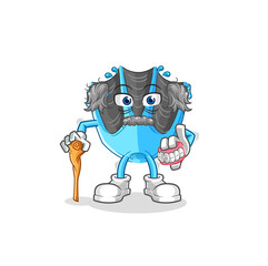 swimming fin white haired old man. character vector