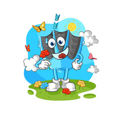 swimming fin pick flowers in spring. character vector