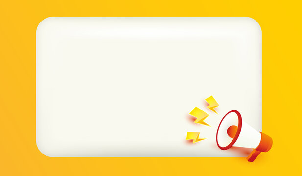 blank board with megaphone icon announcement with thunder sign vector illustration. Concept of announcement, advertisement, promotion, speaking, marketing