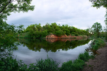 panorama of the river with clouds