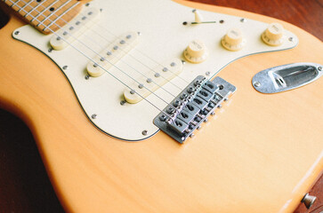 Fototapeta na wymiar wooden electric guitar 