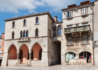 Fototapeta na wymiar Old stone street of Split historic city, Dalmatia, Croatia