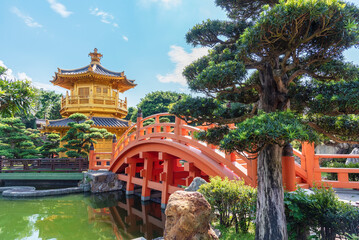 Pavilion in Chinese Temple - Chi Lin Nunnery in Hong Kong city