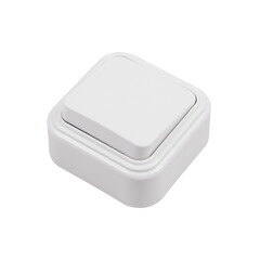 Built-in light switch with 1 key isolated on a white background. Photograph of the switch front and back.